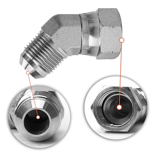 Image of 6502-10-10 Hydraulic Fitting Replacement 45 Elbow 5 /8 inch JIC (7 /8 inch-14 thread) Male x 5 /8 inch JIC (7 /8 inch-14 thread) Female Swivel 45 Degree Carbon Steel