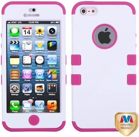 MYBAT IPHONE5HPCTUFFSO024NP Premium TUFF Case for iPhone 5 - 1 Pack - Retail Packaging - Ivory White/Hot Pink