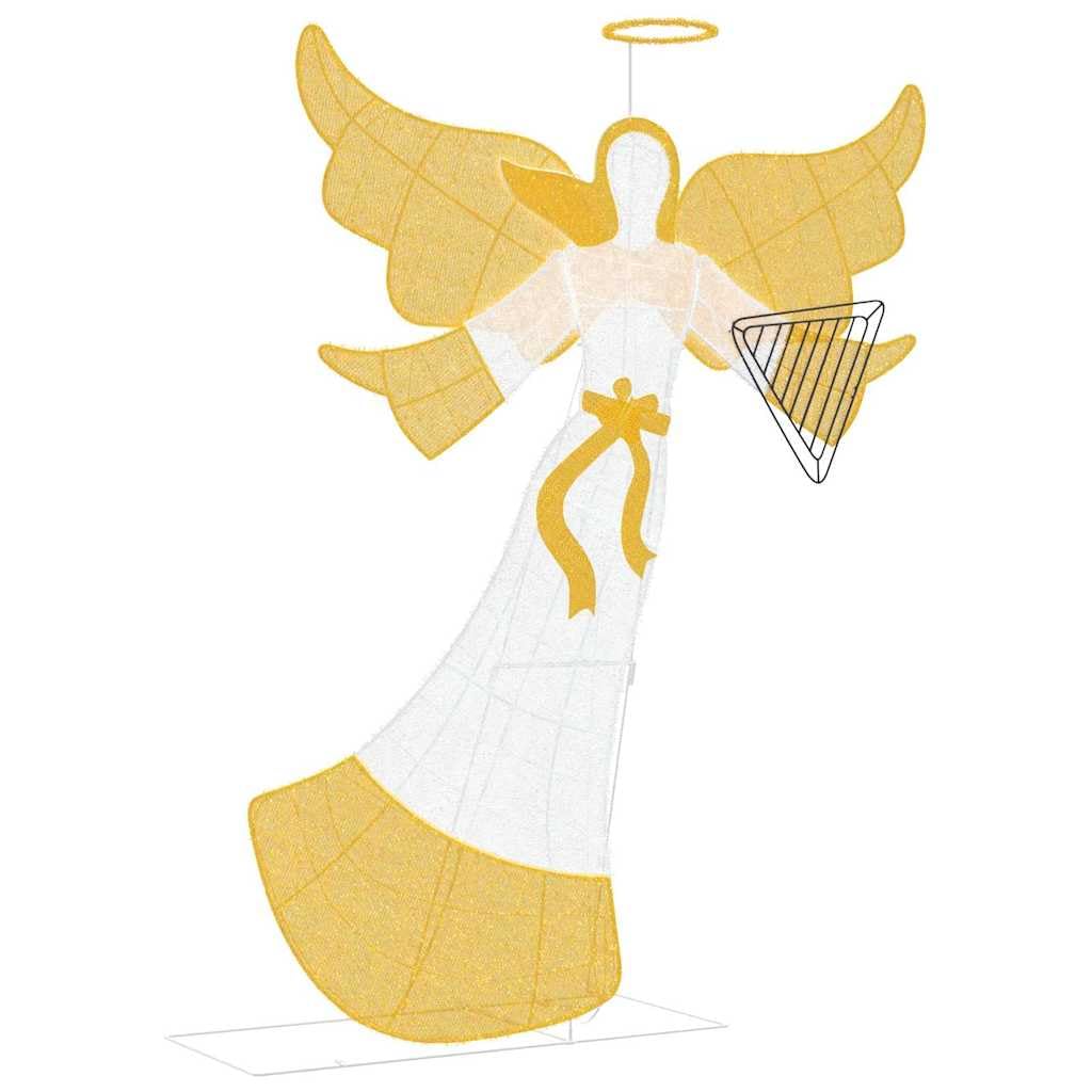 Ángel iluminado de poliéster, blanco cálido, 116 x 29 x 158,5 cm, USB, 8 modos, diseño 2D para interior y exterior, decoración de árbol de Navidad para salón e invierno