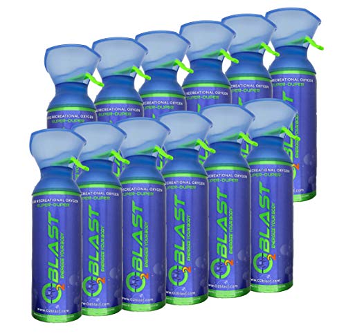 99.7% Pure Oxygen Supplement, Quick Recovery for Exercise, Motion Sickness, Altitude Sickness, Mental Clarity, and Focus. Custom Designed mask (9 Liter Portable Oxygen Can - 12 Pack- Natural)