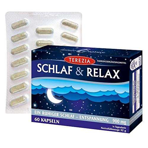 SCHLAF & RELAX, Ein ruhiger Schlaf - Entspannung 100% natürlich, nicht süchtig, Geeignet für Zöliakie, Schwangere und Stillende, 60 kapseln Cover
