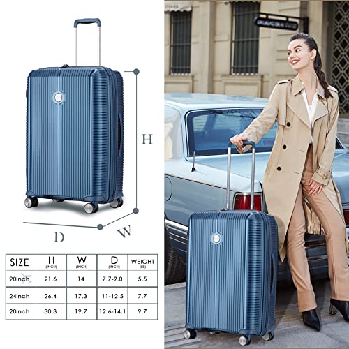 Image of Verage Carry On Luggage with Spinner Wheels, Expandable Hardshell Spinner Suitcase for Travel, TSA Approved (3-Piece Set (20 /24 /28), Blue)