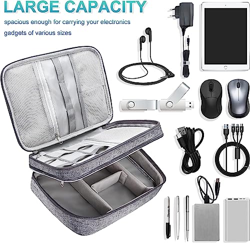 Anayo Electronics Accessories Organizer Bag Gadget Pouch Waterproof Travel Case for Cables, Charger, Power Bank, Memory Card, USB Drive, Mobile, Tablet, Camera, HDD, SSD - Double Layer (Grey) 5 514QkqRXbiL