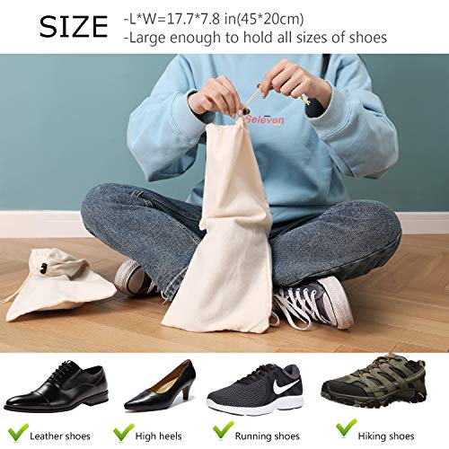 PlasMaller Shoe Storage Bags 100% Cotton with Drawstring for Men and Women for Travel Protecting and Storing Shoes4