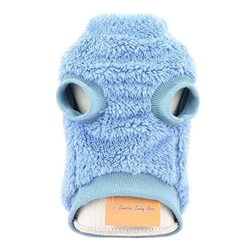 SMALLLEE_LUCKY_STORE Haustier-Sherpa-Fleece-Pullover Weste Rollkragenpullover weiches Sweatshirt für kleine Hunde Katzen, Welpen Yorkie, Chihuahua warme Herbst-Winterkleidung, Blau, S