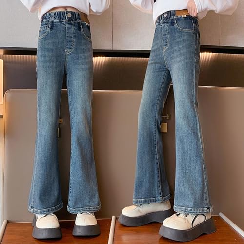 Girls Bell Bottom Baggy Jeans High Elastic Waisted Flare Leggings Y2K Trousers Wide Leg Casual Loose Demin Pants Clothes2