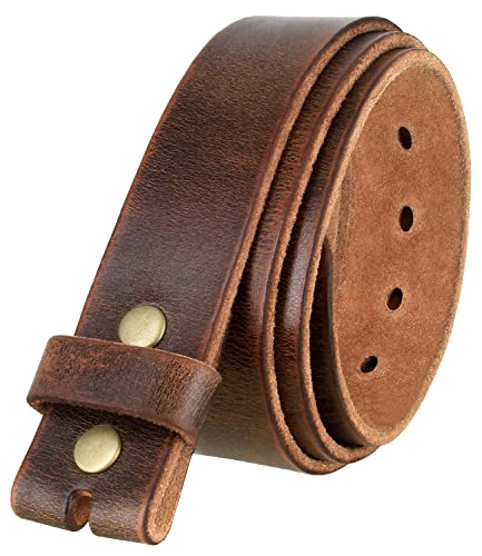3840002 Genuine Full Grain Vintage One-Piece Leather Replacement Belt Strap 1-1/2