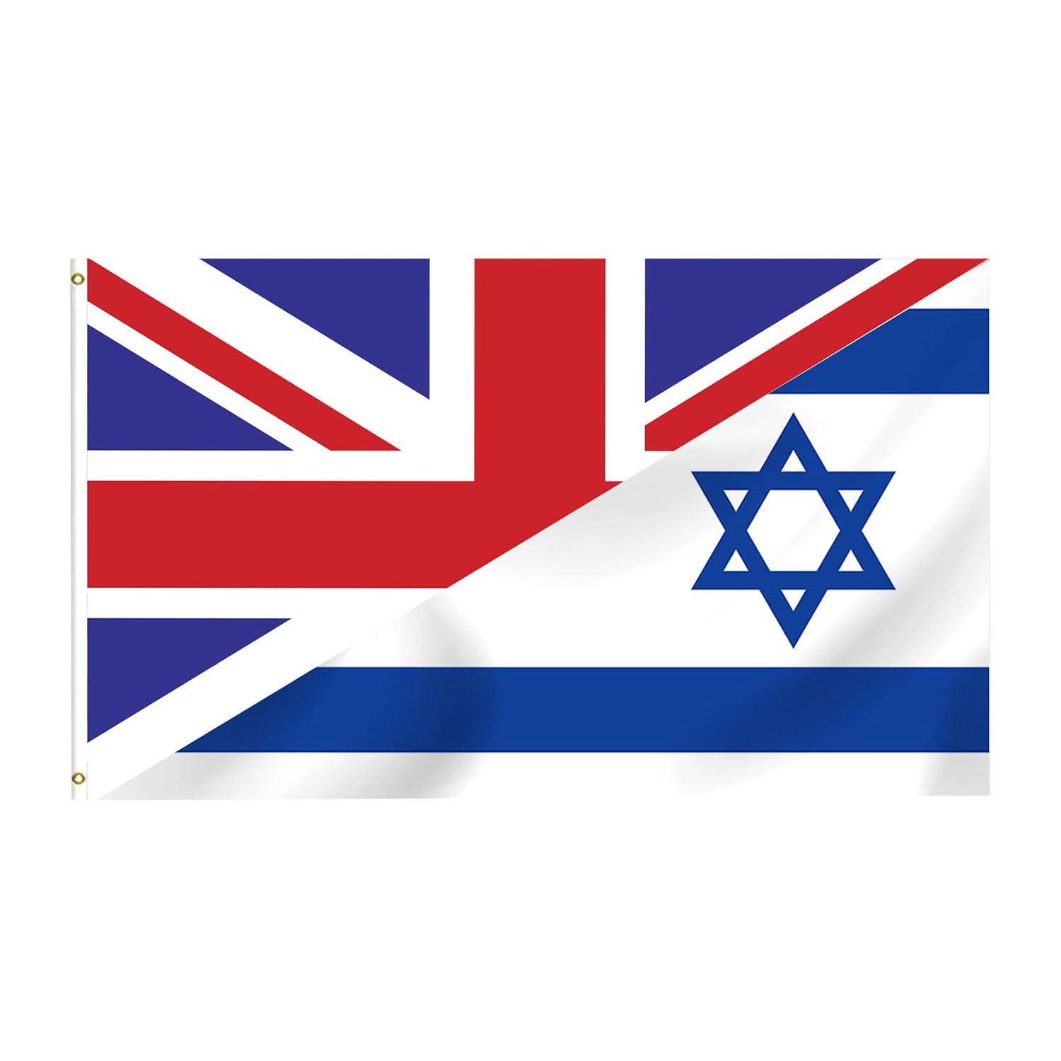 3×5 FT Union Jack Israel Flag, 90 X 150cm Polyester UK Israeli Flag Bandera de Israeli Outdoor Banner With Brass Gromment, Great Britain Israel National Flag Inside Outside Home Patio Garden Decor