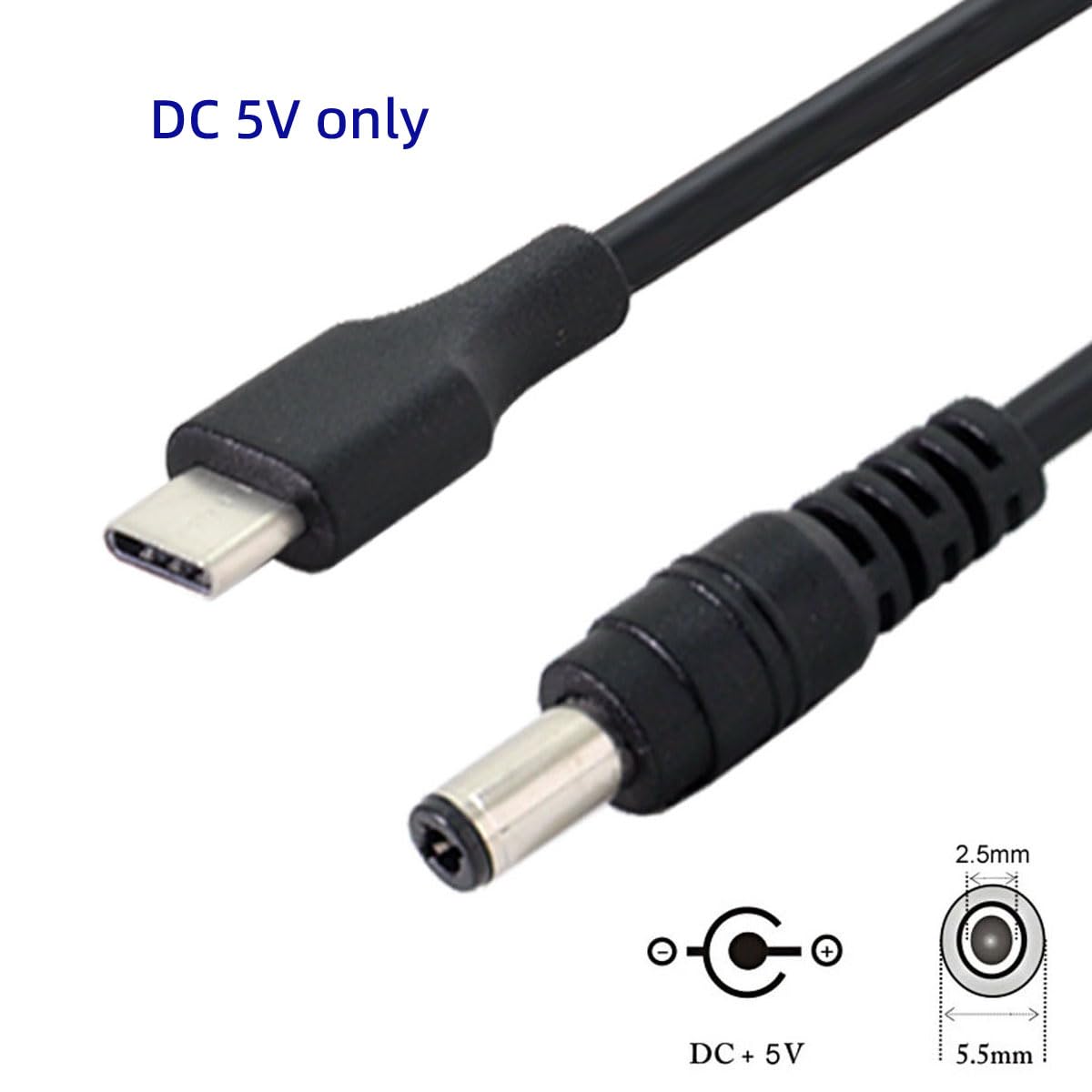 USB-C Auf DC Kabel – 5,5 X 2,5 Mm Stecker, 20 Cm, Für Ladeadapter