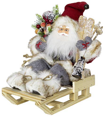 Christmas Paradise Figurine de Père Noël sur traîneau Santa Laurin Rouge 30 cm Cover