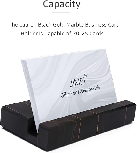 Miniatura 3 de Soporte para tarjetas de visita para escritorio, elegante soporte para tarjetas de presentación, hecho de mármol del Sahara Noir, soporte