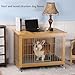 YPDOPORA Dog Crate Furniture,Wooden Dog Crate,Decor Pet House Kennel with Removable Trays and Lockable Wheels,Indoor Pet Crate End Table for Small Dog,The Top Floor Can Be Used to Store Items,B,M