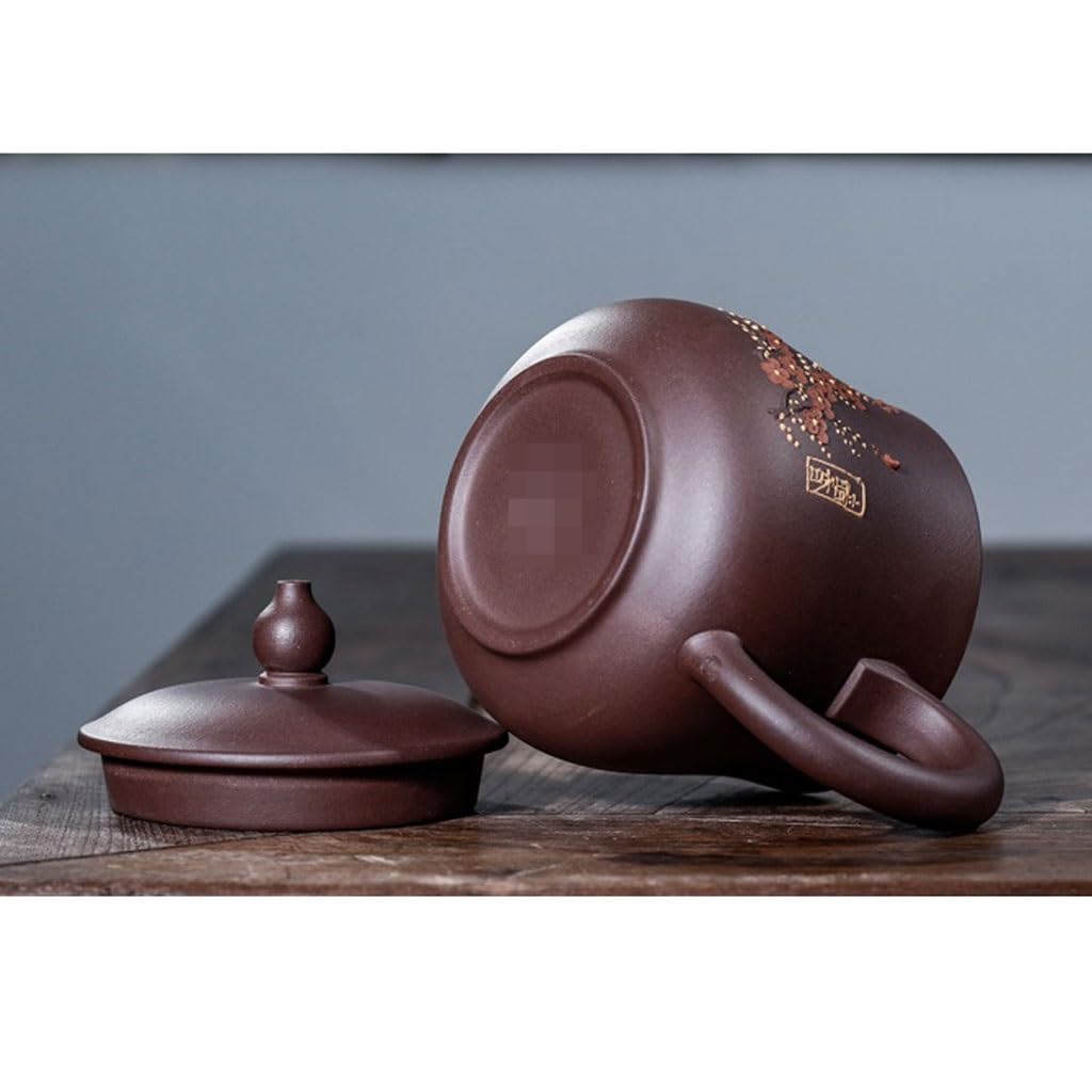 Filiżanki Matcha chiński czajniczek 360 ml fioletowy piaskowy garnek ręcznie robiony kwiat śliwy z pokrywką do parzenia herbaty domowy kubek na wodę kubek biurowy zestaw do herbaty kubek do zaparzania
