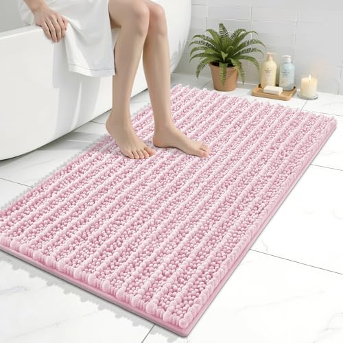 Image of Arotive Luxury Bathroom Rugs 36x24, Extra Soft Thick Absorbent Shaggy Chenille Bath Rugs, Machine Wash Dry, Bath Mats for Bathroom Floor, Tub and Shower, Home Decor Accessories, Pink