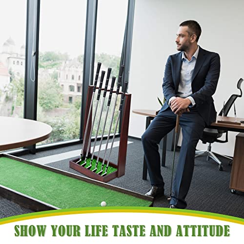 Image of Lenwen Wooden Golf Putter Stand Golf Club Holder Stand Wooden Display Rack Floor Display Rack Club Organizer for Storage Sports Indoor Home Office Simulator Garage