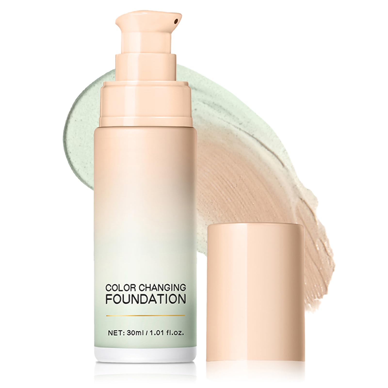 Color Changing Foundation, Hydrating Color Correcting CC Cream with Centella, Green Color Corrector, Lightweight Non-Greasy, Foundation Color Changing Makeup (30ML)