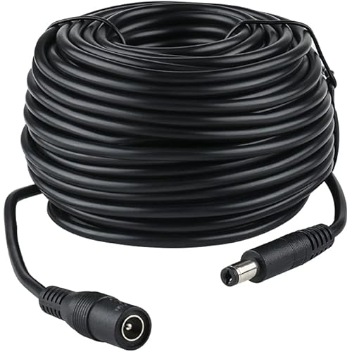 DC Power Adapter Extension Cable 100 feet 12V Power Adapter Extension Cable 2.1mm x 5.5mm Compatible with DC Adapter Cord Fit for CCTV Security Camera Wireless IP Camera Standalone DVR Black