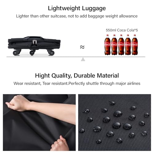 Image of Hanke Expandable Foldable Suitcase Luggage Rolling Travel Bag Duffel Tote Bag for Men Women Lightweight Carry-on Suitcase Large Capacity Luggage with Universal Wheel(Black)