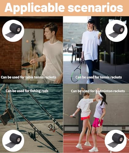 Image of Badminton Grip Tape, Cushion Wrap For Badminton Grip, Badminton Grip Roll Pre-Wrap Sports Tape 10 m x 70 mm Black