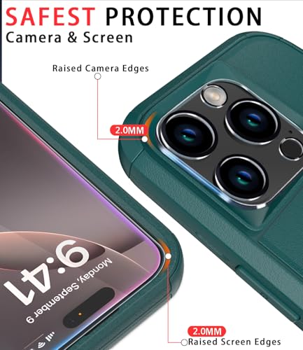 Image of Diverbox for iPhone 16 Pro Max Case [Shockproof] [Dropproof] [Tempered Glass Screen Protector + Camera Protectors] Heavy Duty Protection Phone Case Cover for Apple iPhone 16 Pro Max (Dark Green)