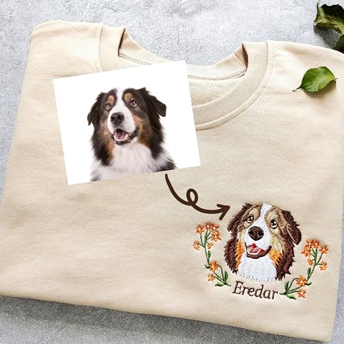 DILYPOD Embroidered Dog Mom Sweatshirt, Personalized Pet Lover Gift, Custom Shirt for Mothers Day Christmas Birthday Memorial4