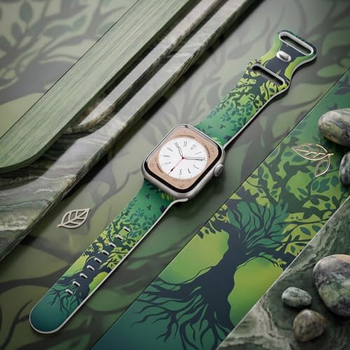 Image of Floral Band Compatible with Apple Watch Bands for Women 40mm 42mm 41mm 38mm 44mm 45mm 46mm 49mm, Cute Pattern Flower Soft Silicone Sport Strap for iWatch Series Ultra 11 10 SE 9 8 7 6 5 4 3 2