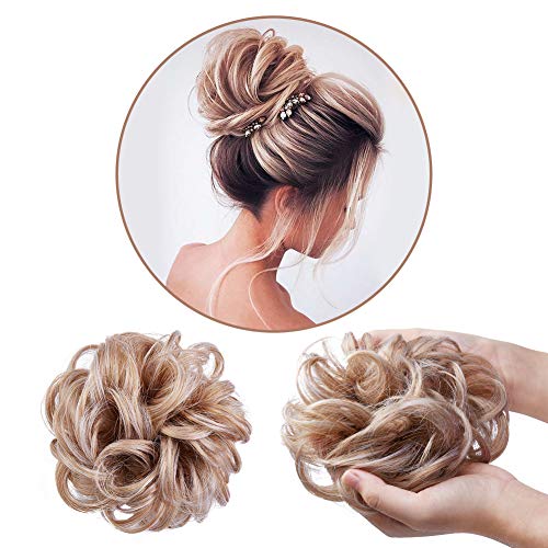 Akkya Messy Bun Hair Piece Scrunchie Extensions for Women Rose Hair Bun Top Knot Instand Faux Bun