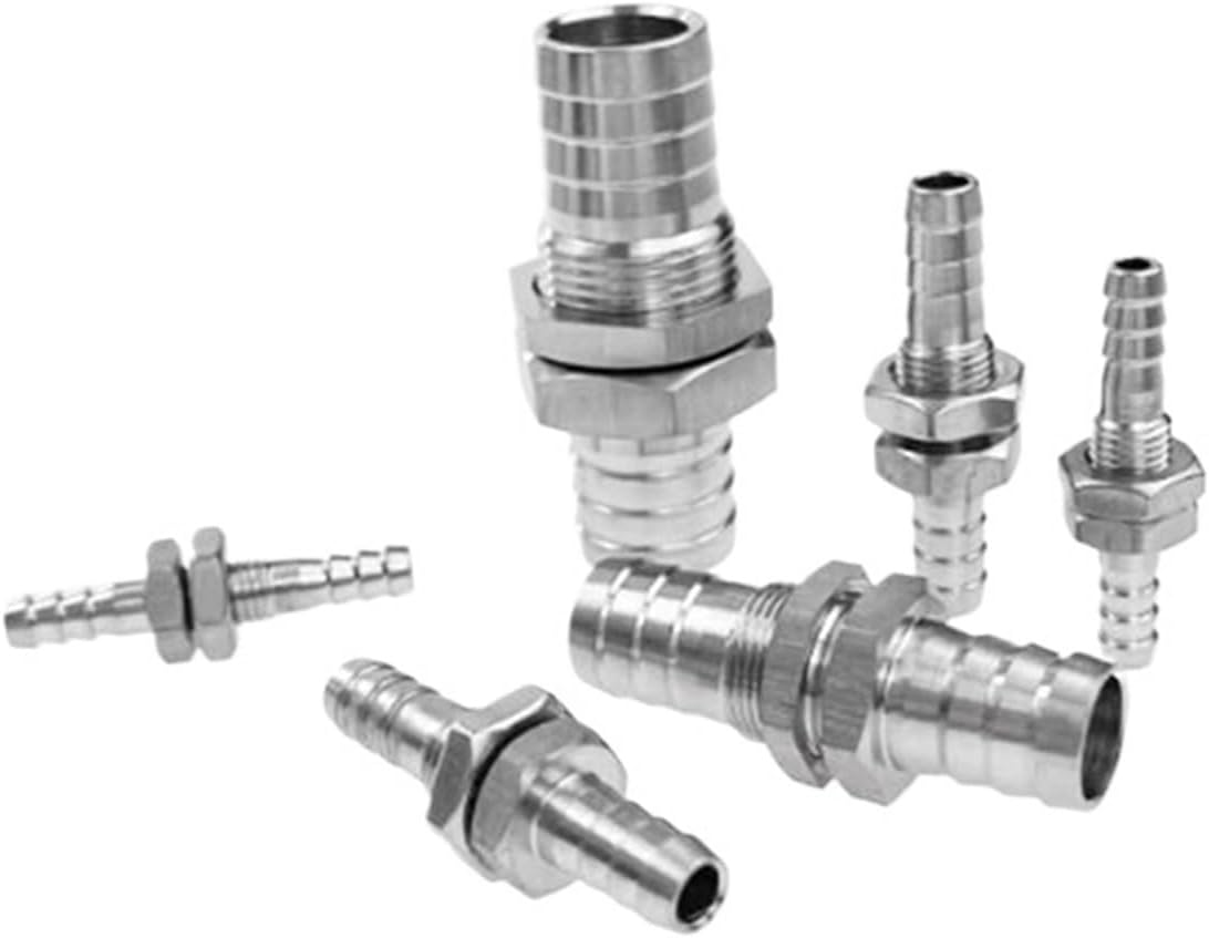3mm 4mm 6mm 8mm 10mm 12mm 14mm 16mm 19mm 20mm 25mm 32mm Hose Barb Bulkhead 304 Stainless Steel Barbed Pipe Fitting Connector(110 * 63mm)