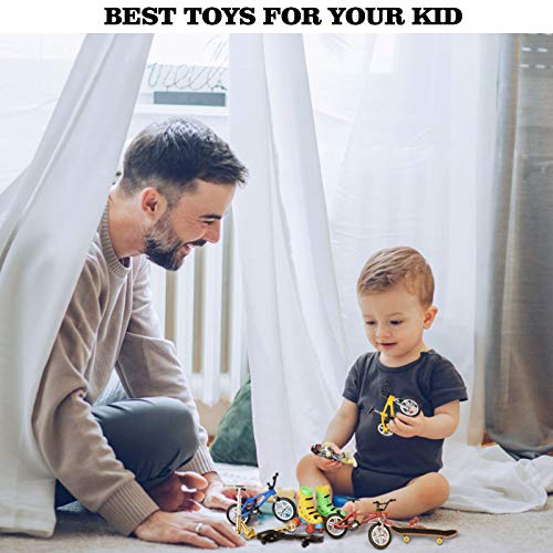 22 PCS Mini Finger Toys Set, Finger Skateboards Fingerbord Finger Bikes Finger Scooter Roller Skates Tiny Swing Boards Fingertip Movement Party Favors Educational Finger Toy for Kids with Wheels Tools