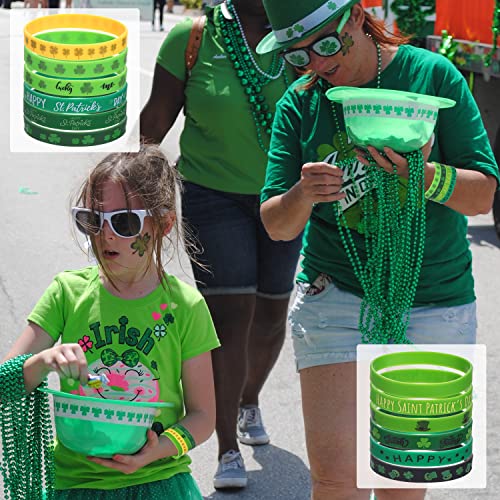 Taouzi 12 Pieces St. Patrick's Day Bracelets For Women Men Green Shamrock Silicone Bracelets Lucky Clover Rubber Bracelets St. Patrick's Day Gifts For Men Party Favor Supplies #TOP6