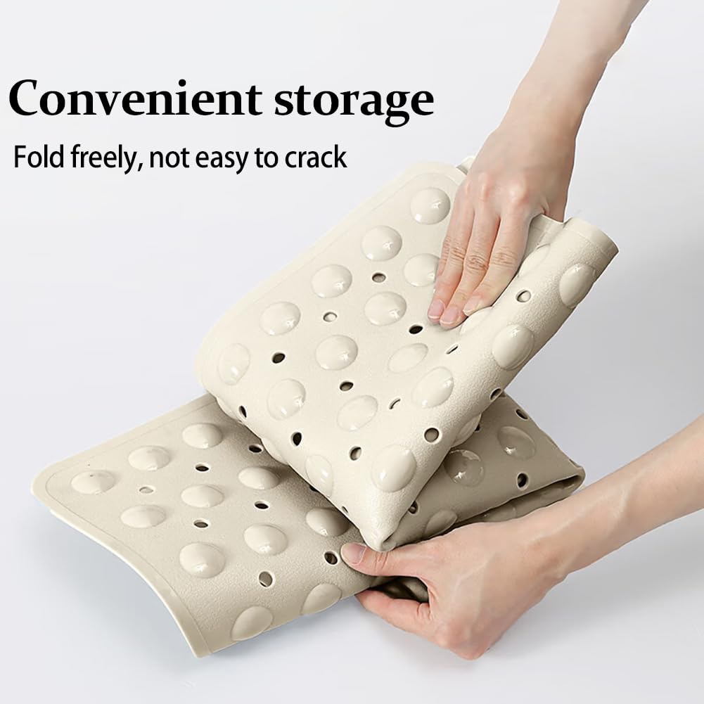 Eck-Duschmatte rutschfest 80x80cm,Antirutschmatte Dusche mit Abflusslöchern und Saugnäpfen,Duscheinlage rutschfest,Maschinenwaschbar (Beige)