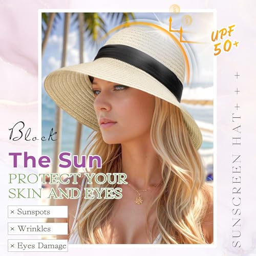Sombrero de sol con extensiones de cabello sintético desmontable miniatura 2