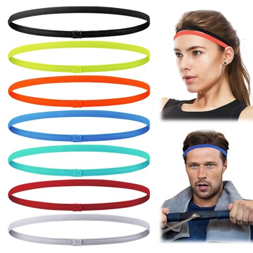 Cinta Pelo Deporte, Wefaly 7 Piezas Unisexo Cinta Pelo Hombre Antideslizante y Respirable CIN ta Pel o Mujer Delgado Ci nta PE lo Deporte Niño para Correr Ioga Fitness Basquete Ténis Futebol