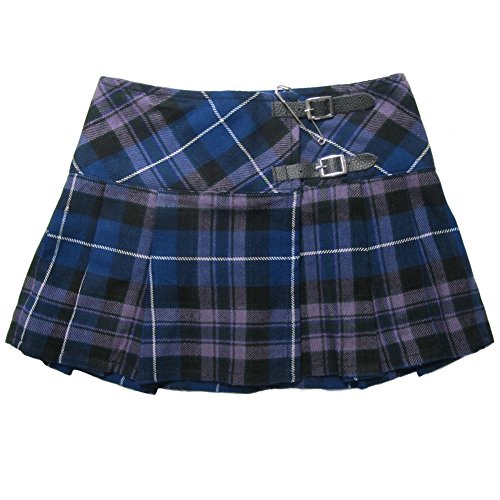 Viper London Mini jupe de kilt enveloppante en tartan pour femme, violet, 44