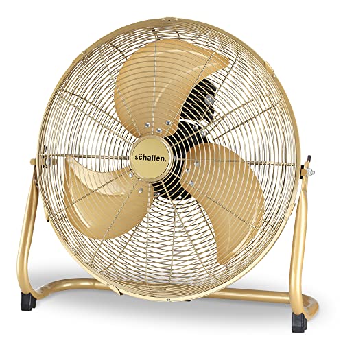 Schallen Champagne Gold Sturdy Metal High Velocity Cold Air Circulator Adjustable Floor Fan with 3...