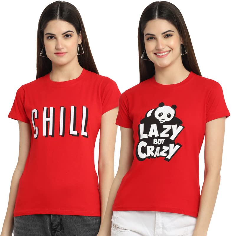 Preneum Round Neck Printed Casual Wommen Tshirt Pack of 2 (SU-29-33)