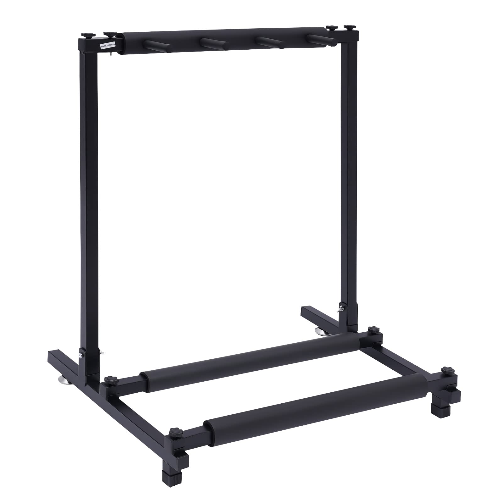 Supporto per chitarra a 3 teste con ruote supporto multi-chitarra rimovibile e regolabile per l'archiviazione e la presentazione adatto per la casa negozio di strumenti musicali (nero)