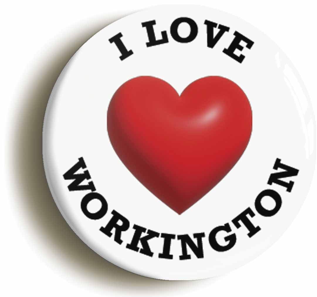 I Heart Love Workington Location Fridge Magnet (Circular 2inch / 50mm Diameter)