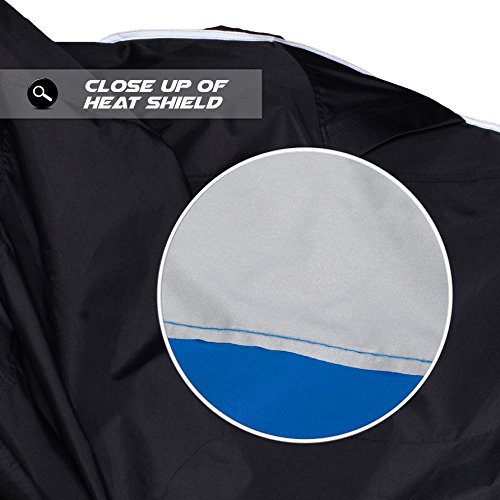 Image of Heavy Duty Motorcycle Cover, Breathable, Reflective Strips, Elastic Bottom, Luggage Strap, Lockable Grom, Durable Sewn Cutouts