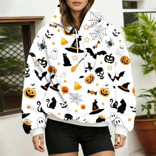 Halloween Clothes,Halloween Pet Pouch Hoodie Women Oversized Cat And Dog Pouch Sweatshirt Comfy Pullover With Pocket White17 Medium - image 7