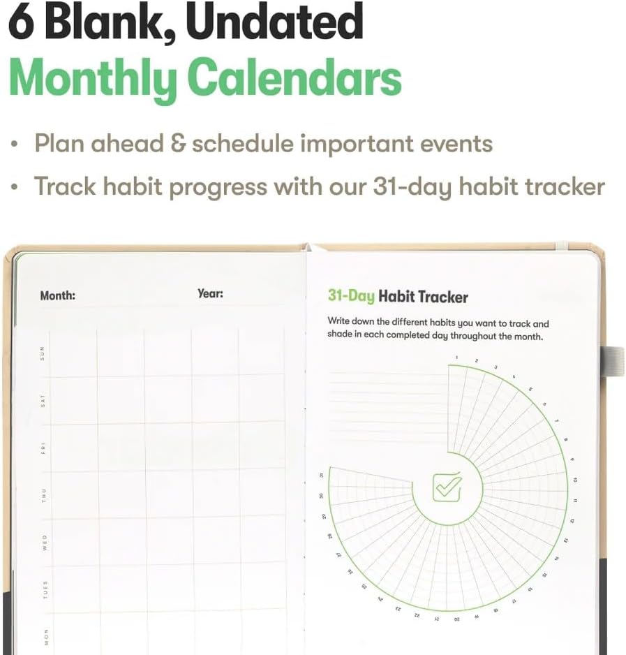 The Habit Nest Daily Planner,The Ultimate Undated A5 Planner. Plan each day to perfection, boost productivity, Organizer, and Habit Tracker Journal.
