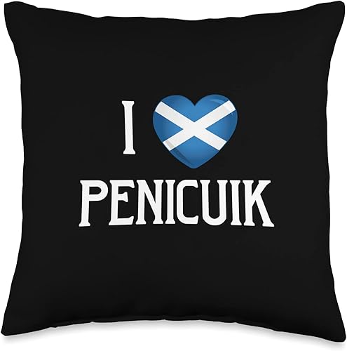 I Love Penicuik Scotland Flag Heart Saltire Scottish Throw Pillow