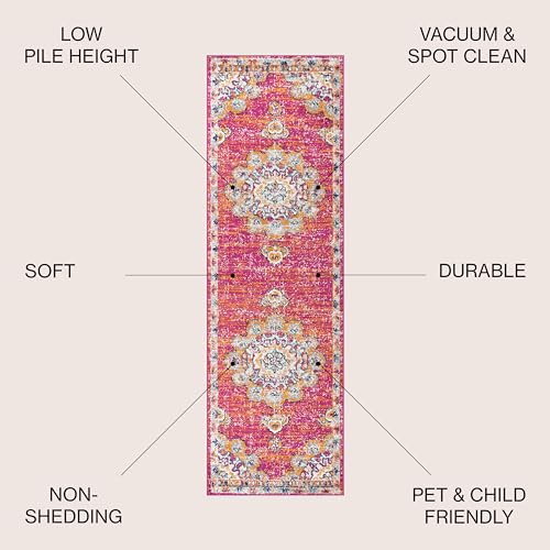 Tapete JONATHAN Y Boho Vintage Rosado/Crema 2x8 miniatura 2