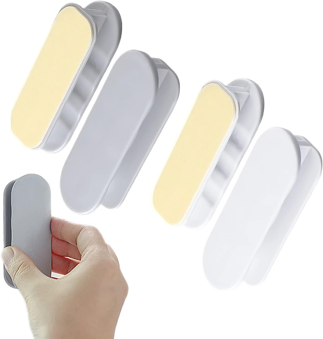 Plastic Self Adhesive Pull Handles,4 PCS Stick On Funiture No Drilling Screw Removable Replacement Knobs for File Cabinets, Kitchen Cupboard,Show Window,Sliding Glass Door,Closet Drawer and More