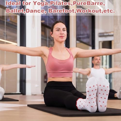 Image of Jspupifip Cute Pilates Socks for Women | Non Slip Yoga Socks with Grips for Barre Workout Athletic Hospital