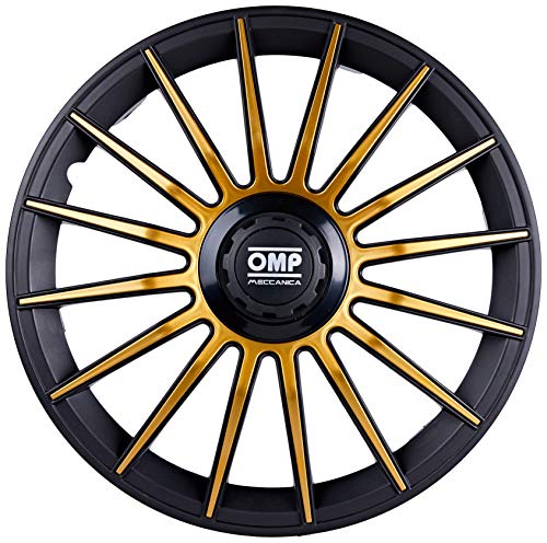 Omp Licencia OMP1312 Tapacubos, Negro/Dorado, 13", Set de 4