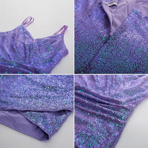 Image of GRACE KARIN Women's Sexy Sequin Sparkly Glitter Ruched Party Club Dress Spaghetti Straps Wrap V-Neck Bodycon Dress