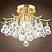 Contour 3 Light 16" Gold Flush Mount with Clear European Crystals