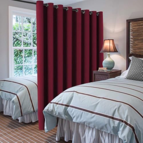 Image of H.VERSAILTEX Blackout Patio Curtains 100 x 90 Inches for Sliding Door Extral Wide Blackout Curtain Panels Christmas Decor for Living Room - Grommet Top, 7.5' Tall by 8.3' Wide - Burgundy