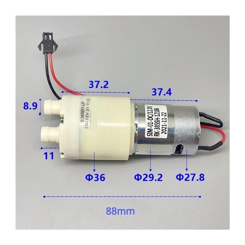 DC12V 385 Water Pump S385D1-LP Round Self Priming Clear Water Pump 1.4L/min Diaphragm Pump for Drinking Water Machine